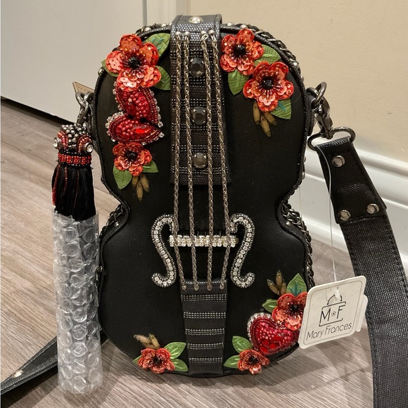 Mary Frances Handbags - Mary Frances Heart Strings Floral Hand Beaded Handbag